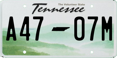 TN license plate A4707M