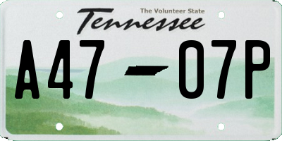 TN license plate A4707P