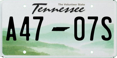 TN license plate A4707S