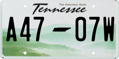 TN license plate A4707W
