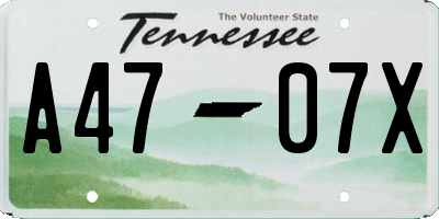TN license plate A4707X
