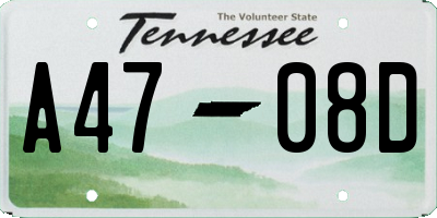 TN license plate A4708D