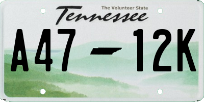 TN license plate A4712K