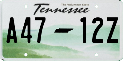 TN license plate A4712Z