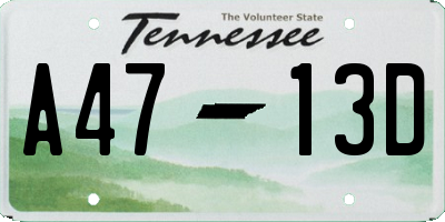 TN license plate A4713D