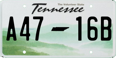 TN license plate A4716B