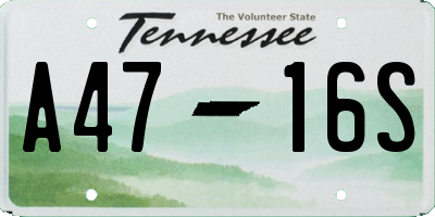 TN license plate A4716S