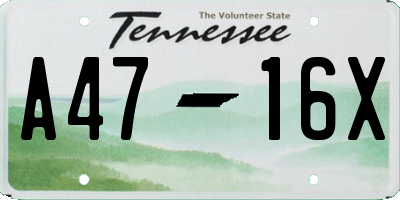 TN license plate A4716X