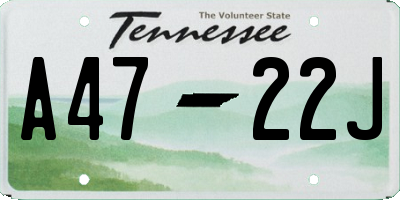 TN license plate A4722J