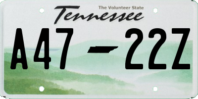 TN license plate A4722Z