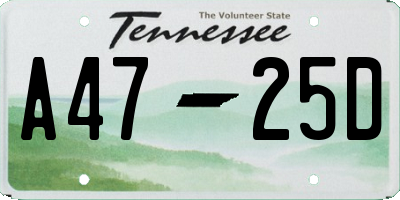 TN license plate A4725D