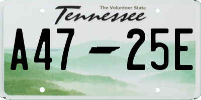TN license plate A4725E