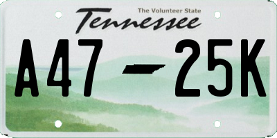 TN license plate A4725K