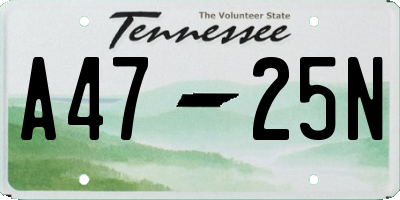 TN license plate A4725N