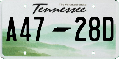 TN license plate A4728D