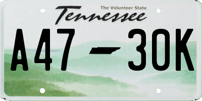 TN license plate A4730K