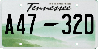 TN license plate A4732D