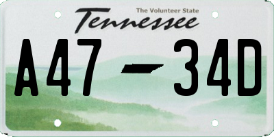 TN license plate A4734D
