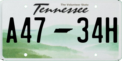 TN license plate A4734H