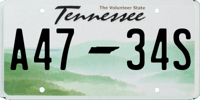 TN license plate A4734S