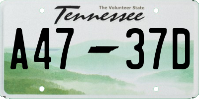 TN license plate A4737D