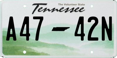 TN license plate A4742N