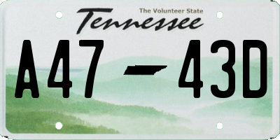 TN license plate A4743D