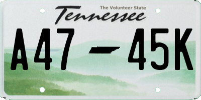 TN license plate A4745K