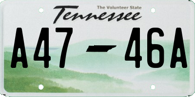 TN license plate A4746A