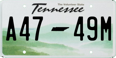 TN license plate A4749M
