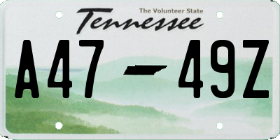 TN license plate A4749Z