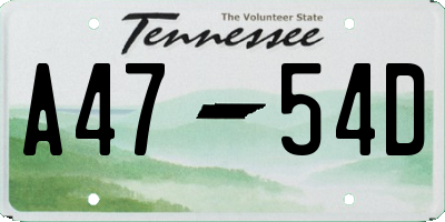 TN license plate A4754D