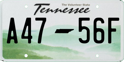 TN license plate A4756F
