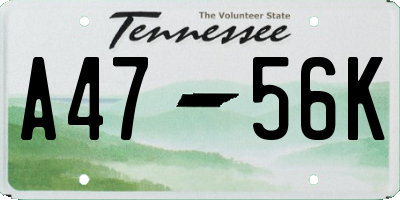 TN license plate A4756K