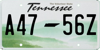 TN license plate A4756Z
