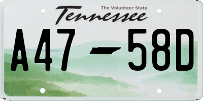 TN license plate A4758D