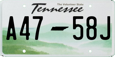 TN license plate A4758J