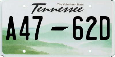 TN license plate A4762D