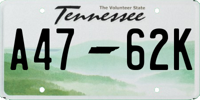 TN license plate A4762K