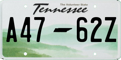 TN license plate A4762Z