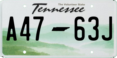 TN license plate A4763J