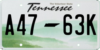TN license plate A4763K