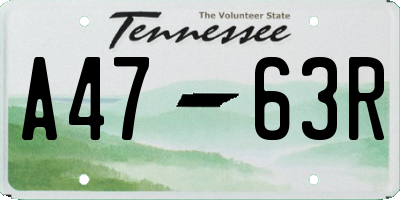 TN license plate A4763R