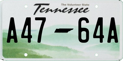TN license plate A4764A
