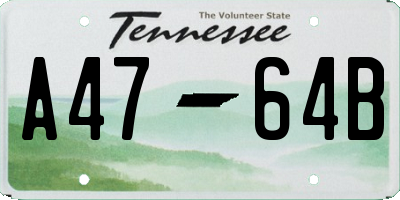 TN license plate A4764B