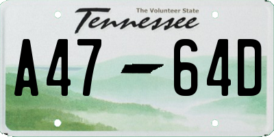 TN license plate A4764D