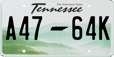 TN license plate A4764K