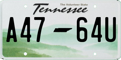 TN license plate A4764U