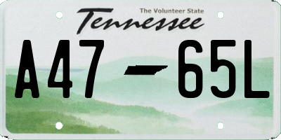 TN license plate A4765L