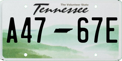 TN license plate A4767E